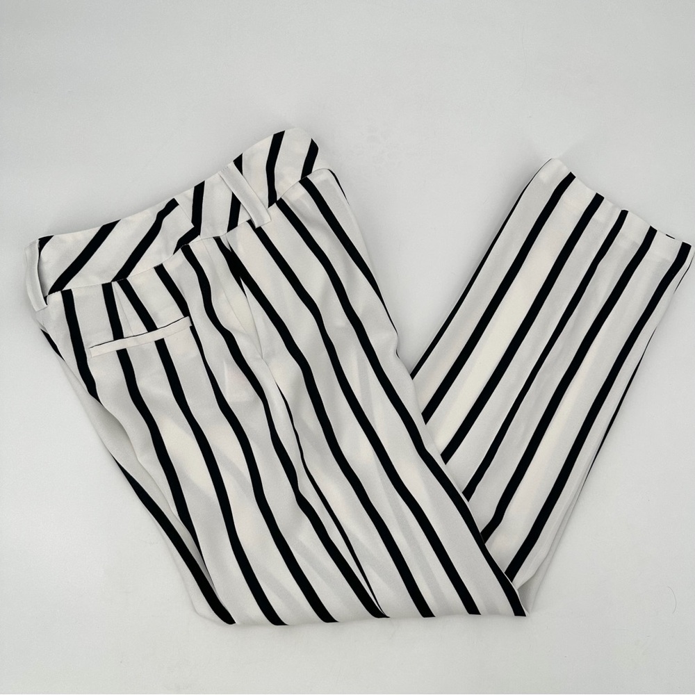 TOPSHOP Pants Womens Size 2 Black Striped High Waist Trousers Career -flaws/read